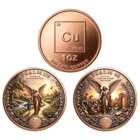 Pièce de monnaie personnalisée en cuivre .999 de 1 oz, motif ange en relief, thème chrétien, pièce de collection de la foi, fournisseur en gros d'usine OEM