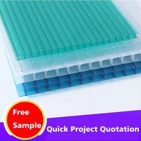 Feuille creuse en polycarbonate multicouche résistant aux chocs avec protection contre les ultraviolets Panneau de toiture de serre feuille de polycarbonate cellulaire