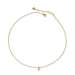Collier pendentif plaqué or en acier inoxydable 316L avec breloque initiale R pour femme, bijoux tendance - Product Image 2