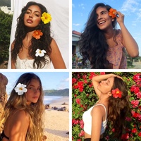 Offre spéciale transfrontalière 9cm en plastique fleur d'hibiscus pince à cheveux côté plage artificielle voyage épingle à cheveux mariée et maillot de bain