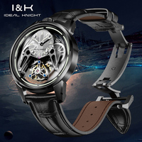 Montres-bracelets mécaniques pour hommes, modèle Ideal Knight 6806 Odm, squelette creux, luxe, haute qualité, mode, sport, tourbillon lumineux
