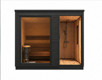 Salles de sauna élégantes et luxueuses en cèdre rouge canadien avec verre trempé panoramique et commande intelligente pour le bien-être en intérieur
