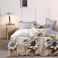Ensemble de housse de couette tissée imprimée de luxe, 4 pièces, motif floral, écologique, taille King & Queen, tissu doux pour la maison et l'hôtel