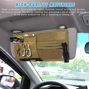 Tactical Molle <b>Car</b> Visor Organizer Khaki Nylon Storage Bag For Truck <b>Car</b> Sun Visor With Multiple Pockets And <b>Hook</b> Loop Straps - Product Image 3