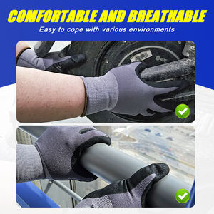 LQS Ventas al por mayor Antideslizante Flex 15G Nylon Spandex Guantes Sandy Nitrile Guantes de seguridad para el trabajo para la construcción - Product Image 4