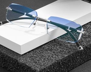 Luxo Anti-Blue Light Fotocromático Óculos de Leitura Presbiopia Rimless Diamond Cutting Óculos para Homens Mulheres Color Changing - Product Image 2