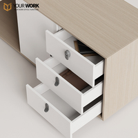Bureau modulaire en bois en forme de L de luxe moderne pour PDG avec tiroir de classement et garantie de 5 ans