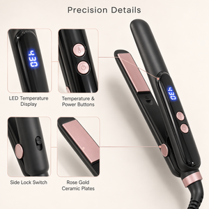 Mini piastra per capelli <span class=keywords><strong>professionale</strong></span> da uomo 430 ° F/220 ° Piastra Portatile a Riscaldamento Rapido con LED per <span class=keywords><strong>Barba</strong></span> e Capelli Corti, Ideale per Viaggi - Product Image 3