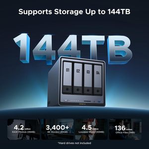 UGREEN NAS DXP4800 Pro 4ベイデスクトップNAS Intel i3-1315U 6コアCPU 8GB DDR5 RAM 2.5GbE M.2 NVMe 4K HDMI ネットワークアタッチドストレージ - Product Image 6