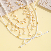 Colliers de perles artificielles blanches, lot de 3 pendentifs en forme de larme, chaîne en zigzag, design nœud, or, argent, cadeau pour femme