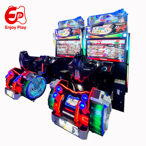 Disfruta de la Máquina de Juego Simulador de Carreras para 1 Jugador que Funciona con Monedas, con Luces LED, Pedales Ajustables y Construcción de Metal y Madera - Product Image 1