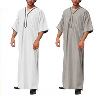 2025 New Arrival Herren Loose Robe Button Shirt Muslim inspiriert für Sommer Polyester Designed for Middle East Arab Dubai