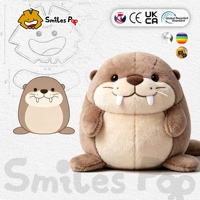 Boneka Walrus Duduk Kartun Kustom Grosir Bersertifikat CE UKCA, Terbuat dari Kain Daur Ulang, Boneka Hewan Lembut dan Hadiah