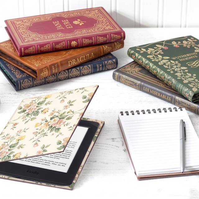 Custom Vintage Book Style Kindle Paperwhite Case Cover OEM Logo Embossed Antique Book E-Reader Case Manufacturer Factory