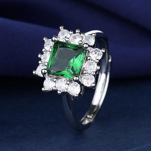 Wholesale Hot Style Mosan Rhinestone Contracted Style Hundred Ta Clothing square Emerald Jewelry Necklace Ring <b>Earrings</b> Set - Product Image 2
