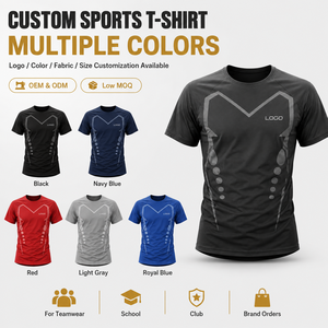 Custom LOGO Sports T-<b>Shirt</b> Men Quick Dry Polyester Short Sleeve Crew Neck Sublimation Print <b>Geometric</b> Pattern Multiple Colors - Product Image 1