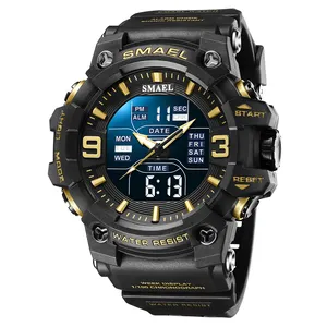 Wholesale SMAEL 8049 Men Wristwatch Resin Strap 50m Waterproof Sports Analog Electronic Quartz Digital Watch