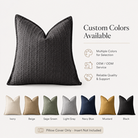 Housse de coussin respirante à texture gaufrée carrée, housse de coussin décorative