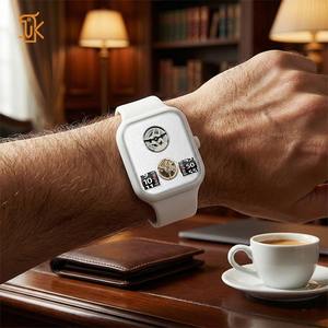 Montres automatiques uniques pour hommes, cadran carré, mouvement à tambour, saphir, caoutchouc, mécaniques, personnalisation sans logo, fabricant personnalisé - Product Image 2