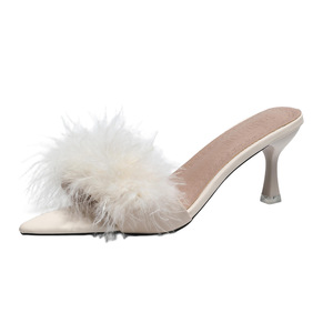 Zapatillas de Talla Grande para Mujer, Verano 2026, Nuevas, Peludas, con Tacones Altos, Elegantes, para Mujer - Product Image 5