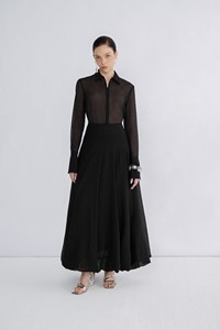 Precio al por mayor, faldas largas para mujer, tela de triacetato transparente antiarrugas, falda Midi de amapola, ropa para mujer, Whiteant Vietnam - Product Image 2