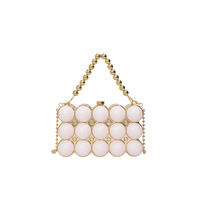 Nouvelle Pochette de Soirée Faite Main en Acrylique 2026 pour Femme, Sac à Main Perles et Boules, Pochette de Mariage, Fête, Bal de Promo avec Chaîne