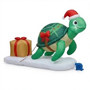 Hot Selling Christmas Inflatable Turtle with Santa Hat and Wreath Large LED Blow up Holiday Decor Outdoor Ornament - Product Image 1