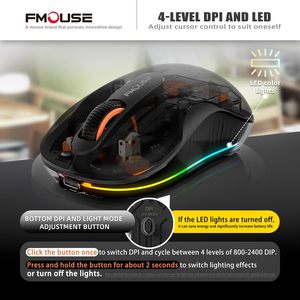 Transparent <b>Wireless</b> Mouse Tri-Mode Black Rechargeable Silent mouse 3 Devices Portable mice for Desktop Laptop Pad <b>PC</b> - Product Image 5