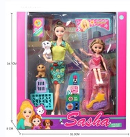 Ensemble de jeu de rôle pour enfants : poupée mode, soins pour animaux, avec chiot, chaton, sac de transport et accessoires d'alimentation – Jouet d'imitation, cadeau, vente en gros