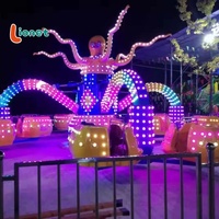 Manège Octopus certifié ISO BV TUV, capacité 30 passagers, pour parcs d'attractions commerciaux intérieurs/extérieurs, avec éclairage LED, attractions nocturnes