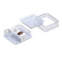 Boîte d'emballage carrée jetable en PET pour Mochi, Choux, Pâtisseries et Gâteaux aux Fleurs de Cerisier ; Boîte à Desserts Cuite Personnalisable