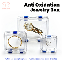 Boîte de présentation de bijoux en or 100x75x50mm pour comptoir d'exposition, rangement flottant anti-poussière pour montres, bagues et colliers