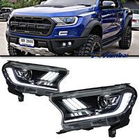 Conjunto de Faros Delanteros LED Completos con Señal de Giro Dinámica Secuencial DRL, Lámpara Modificada Compatible con Ford Everest SUV 2016-2019, Pieza de Mejora