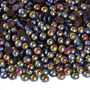 Perles demi-rondes en plastique OLeeya en gros, couleur bleu océan AB, perles lâches sans eau pour la décoration de chaussures, gobelets et artisanat - Product Image 3