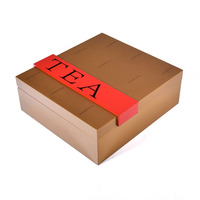 Boîte cadeau rigide marron pour thé avec ruban rouge, boîte d'emballage de thé personnalisée avec insert en velours