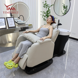 Poltrona Lavatesta Reclinabile Regolabile per Parrucchieri con Poggiapiedi, Grigia - Product Image 4