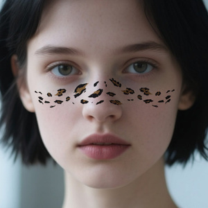 Venta caliente desechable nueva pegatina temporal impermeable realista mejilla <span class=keywords><strong>leopardo</strong></span> estampado puntos mujeres cara brillo tatuaje pegatina - Product Image 4