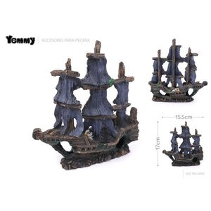Bateau en résine pour décoration d'aquarium, élément aquatique élégant pour la maison ou le bureau - Product Image 2