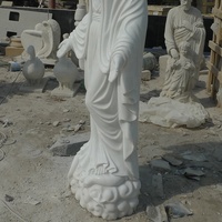 Statue religieuse à motif de marbré blanc, pierre d'extérieur en marbre, taille de vie, livraison directe d'usine