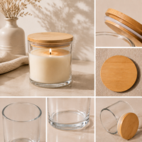 Bocaux à bougies vides en verre transparent parfumé de 8 oz avec couvercles en bambou, étiquettes personnalisées de luxe pour la fabrication de bougies et la décoration intérieure