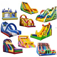 Toboggan gonflable sec double piste bleu de 18 pieds de qualité commerciale, durable, avec piscine à balles et souffleur