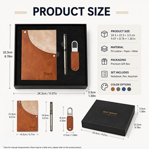 Cuaderno A5 de Cuero Personalizable con Bolígrafo y Llavero, Set de Regalo Ejecutivo Corporativo, Set de Regalo Promocional Empresarial - Product Image 5