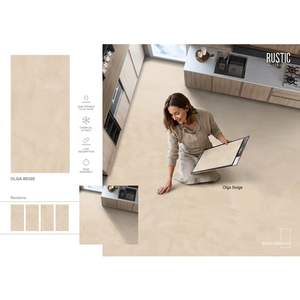 กระเบื้องพอร์ซเลนขนาดใหญ่ Olga Rust Carrara 24x48 นิ้ว สำหรับเคาน์เตอร์ครัวและพื้นภายใน - Product Image 3