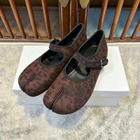 Chaussures classiques marron léopard à bout fendu, design confortable avec bride, pour femme – Le choix populaire