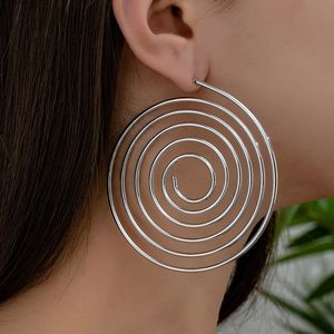 Cincin hoop Spiral logam perak emas besar sederhana Vintage untuk perhiasan wanita grosir - Product Image 2