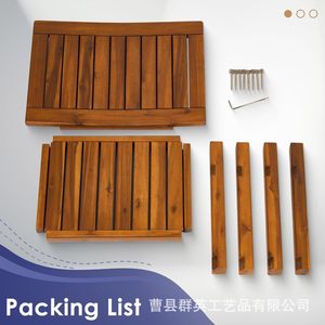 Tabouret de douche en teck avec étagère de rangement double couche pour salle de bain et hôtel - Product Image 5