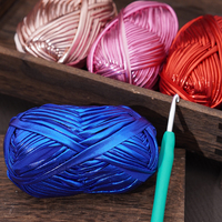 Soft Colorful Metallic Polyester Cloth Yarn for Crochet Hand Woven T Shirt Fancy DIY Punk Style Bags Strong Smooth Large Ball