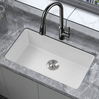 Fabricant ensemble d'évier de cuisine en céramique de quartz de couleur blanche en pierre de granit personnalisé pour la cuisine