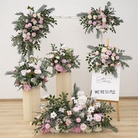 Ensemble de fleurs artificielles en soie sur pied, nouveau style, prêt à l'emploi, pour mariages, banquets de fiançailles et cérémonies de mariage, style crème grandiose