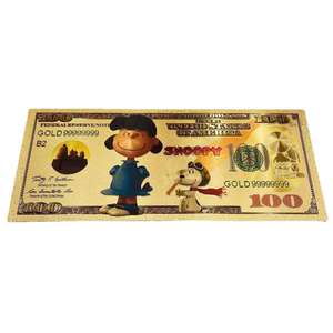 Peanutsed Comic Snoopyed peringatan uang kertas emas Snoopyed uang kertas plastik Foil emas Live Stream koleksi hadiah - Product Image 3